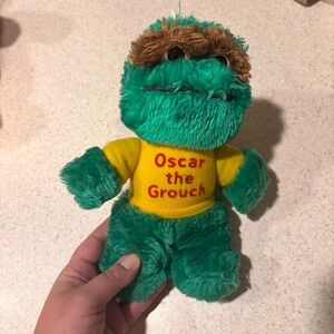 Vintage Hasbro Softies Sesame‎ Street Oscar Grouch Plush 8" Sanitized Cleaned